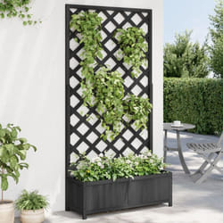Vidaxl - Jardinière avec treillis noir bois massif de sapin