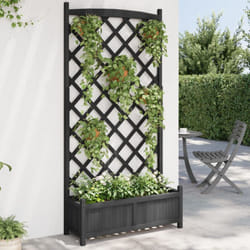 Vidaxl - Jardinière avec treillis noir bois massif de sapin