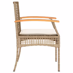 VidaXL 366249 chaise d'extérieur Terrace Siège rembourré Bois d'acacia, Polyuréthane, Acier Crème, Blanc - Vue supplémentaire 6