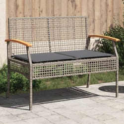 Vidaxl - Banc de jardin avec coussin gris résine tressée et acacia