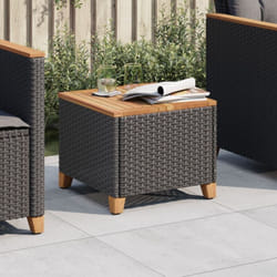 Table de jardin noir 45x45x37 cm résine tressée et bois acacia Vidaxl