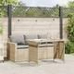 vidaXL Ensemble à manger de jardin et coussins 2 pcs beige poly rotin