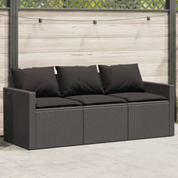 Vidaxl - Canapé de jardin avec coussins 3 places noir résine tressée