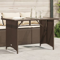 Table de jardin avec dessus en verre marron 110x68x70 cm rotin Vidaxl