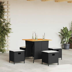 Vidaxl - Ensemble à manger de jardin coussins 5pcs noir résine tressée