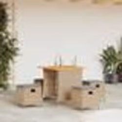 vidaXL Ensemble à manger de jardin avec coussins 5pcs Beige poly rotin
