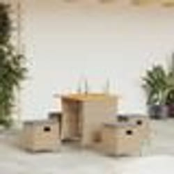 vidaXL Ensemble à manger de jardin avec coussins 5pcs Beige poly rotin