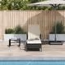 vidaXL Chaise Longue Noir et crème PE Rattan 157 x 55 x 92 cm