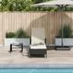 vidaXL Chaise Longue Noir et crème PE Rattan 157 x 55 x 92 cm