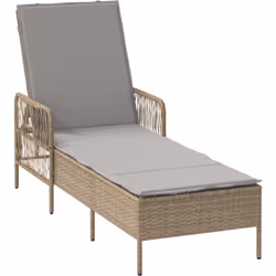 Cette chaise longue réglable en beige et gris clair allie style et fonction, ce qui en fait un super endroit pour se détendre ...