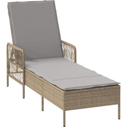 Vidaxl - Chaise longue Beige et gris clair Rattan pe 157 x 55 x 92 cm