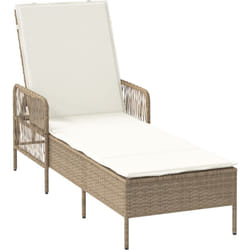 Lounge de Soleil Beige et crème Rotin PE 157 x 55 x 92 cm Pliable vidaXL