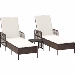 Cet ensemble de chaises longues rembourrées marron et crème est le mix parfait de style et confort, vous offrant un super coi ...