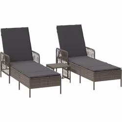 Cet ensemble de chaises longues réglables en gris et gris foncé allie style et confort, t'offrant un coin sympa pour te déten ...