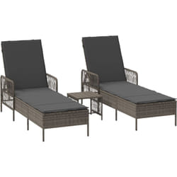 Vidaxl - Ensemble de chaises longues Ensemble de 3 Gris et gris foncé
