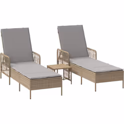 Cet ensemble de chaises longues réglables en beige et gris clair mélange bien le style et le pratique, te donnant un coin coz ...