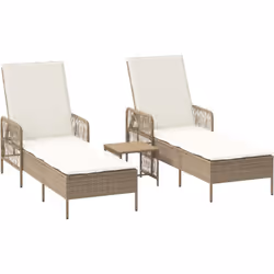 Cet ensemble de chaises longues réglables en beige et crème est exactement ce qu'il te faut pour te détendre à l'extérieur av ...