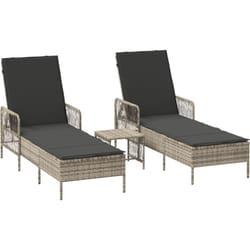 Vidaxl - Chaise Longue Ensemble de 3 Gris clair et gris foncé