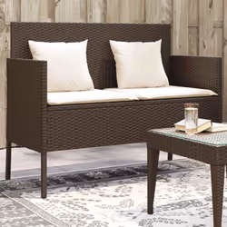 VidaXL 365772 banc de jardin Rotin, Acier