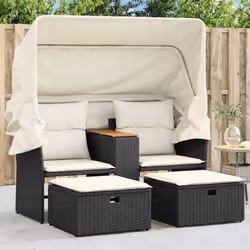 Ce canapé de jardin avec auvent et tabourets est le complément parfait de votre arrière-cour, terrasse ou patio, offrant un e ...