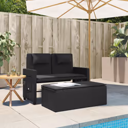 VidaXL 365817 banc de jardin Rotin, Acier