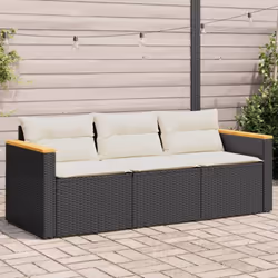 Détendez-vous et profitez de l'extérieur dans ce confortable canapé de jardin 3 places ! Matériau durable : la résine tressée ...