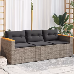 Détendez-vous et profitez de l'extérieur dans ce confortable canapé de jardin 3 places ! Matériau durable : la résine tressée ...