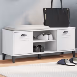 vidaXL Banc à chaussures VIKEN blanc 106x35x45 cm bois massif de pin