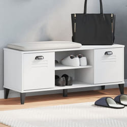 vidaXL Banc à chaussures VIKEN blanc 106x35x45 cm bois massif de pin