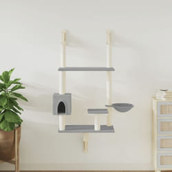 Arbre à chat mural avec griffoir gris clair 153 cm - Vidaxl