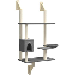 vidaXL Arbre à chat mural avec griffoir gris foncé 153 cm