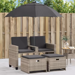 Ce canapé de jardin avec parasol et repose-pieds est le complément parfait à votre jardin, terrasse ou patio, offrant un espa ...