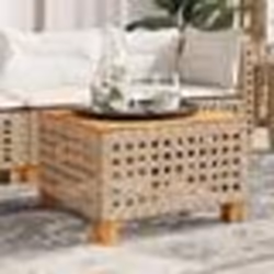 vidaXL Table de jardin beige 55x55x36 cm résine tressée et bois acacia