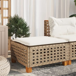 Tabouret de jardin et coussin beige 63,5x56x32cm résine tressée - Vidaxl