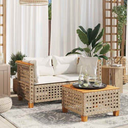 vidaXL Canapés d'angle de jardin et coussins 2pcs beige résine tressée