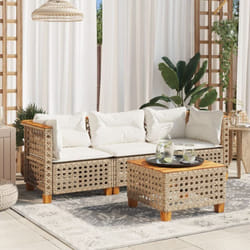 Vidaxl - Canapé de jardin avec coussins 3 places beige résine tressée