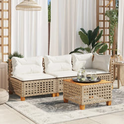 Vidaxl - Canapé de jardin avec coussins 3 places beige résine tressée