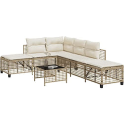 Vidaxl - Salon de jardin d'angle avec coussins 3pcs beige résine tressée