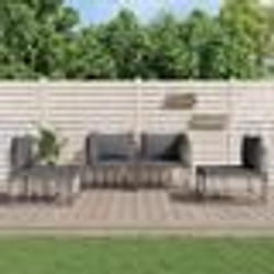 vidaXL Salon de jardin d'angle avec coussins 3pcs mélange beige rotin