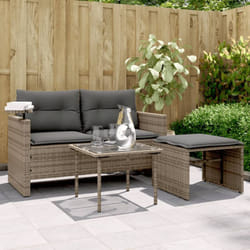 vidaXL Salon de jardin avec coussins 3 pcs gris résine tressée