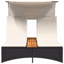VidaXL 365621 chaise d'extérieur Linge Siège rembourré Bois d'acacia, Polyuréthane, Acier Crème, Blanc - Vue supplémentaire 5