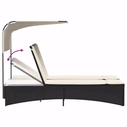 VidaXL 365621 chaise d'extérieur Linge Siège rembourré Bois d'acacia, Polyuréthane, Acier Crème, Blanc - Vue supplémentaire 8