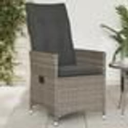 vidaXL Chaise inclinable de jardin avec coussins gris résine tressée