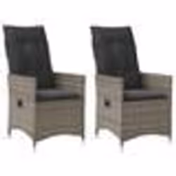 vidaXL Chaises inclinables de jardin lot de 2 et coussins gris rotin
