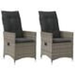 vidaXL Chaises inclinables de jardin lot de 2 et coussins gris rotin