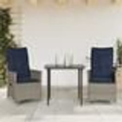 vidaXL Lot de 2 chaises de jardin inclinables avec coussins en résine tressée grise