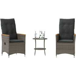 Vidaxl - Ensemble de bistro 3 pcs avec coussins gris résine tressée