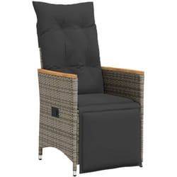 Vidaxl - Chaise inclinable de jardin avec coussins gris résine tressée