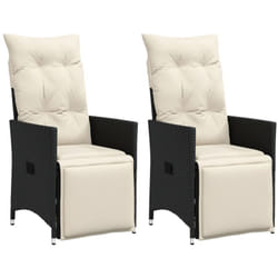 Vidaxl - Chaises inclinables de jardin lot de 2 et coussins noir rotin