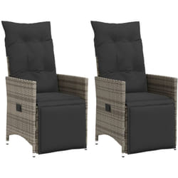 Vidaxl - Chaises inclinables de jardin lot de 2 et coussins gris rotin